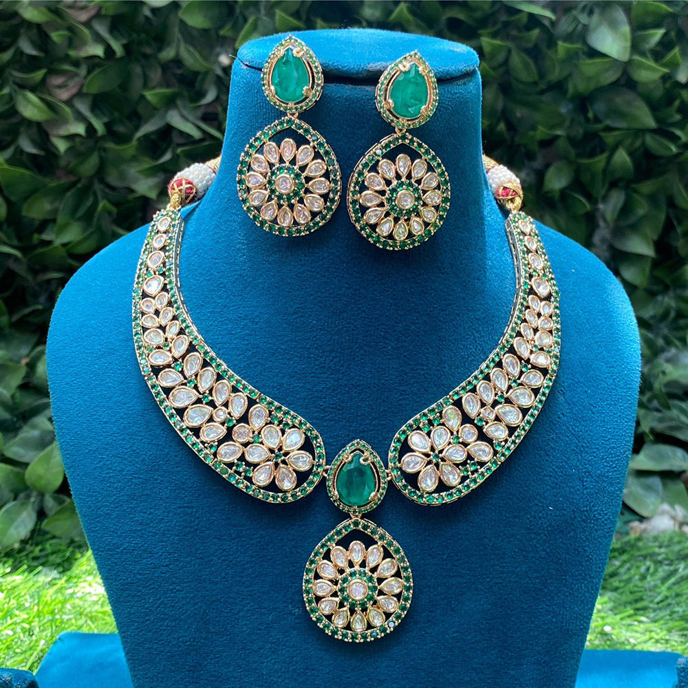 Royal Kundan Jewellery Heavy Polki Kundan Stone Necklace Set