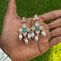 Royal Kundan Jewellery Classic Polki Kundan And Pearl Hanging Earrings