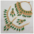 Royal Kundan Jewellery Premium Kundan Stone Beaded Necklace Set With Maangtikka