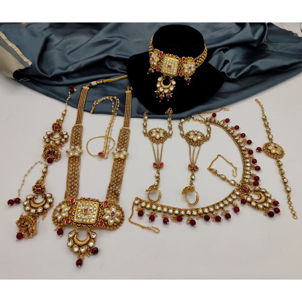 Royal Kundan Jewellery Classic Kundan Stone Pearl Bridal Necklace Set