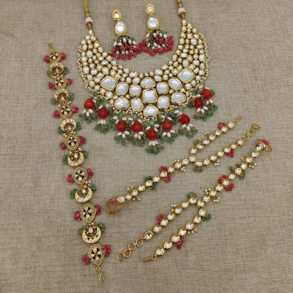 Royal Kundan Jewellery Classic Kundan Stone Pearl Combo Set