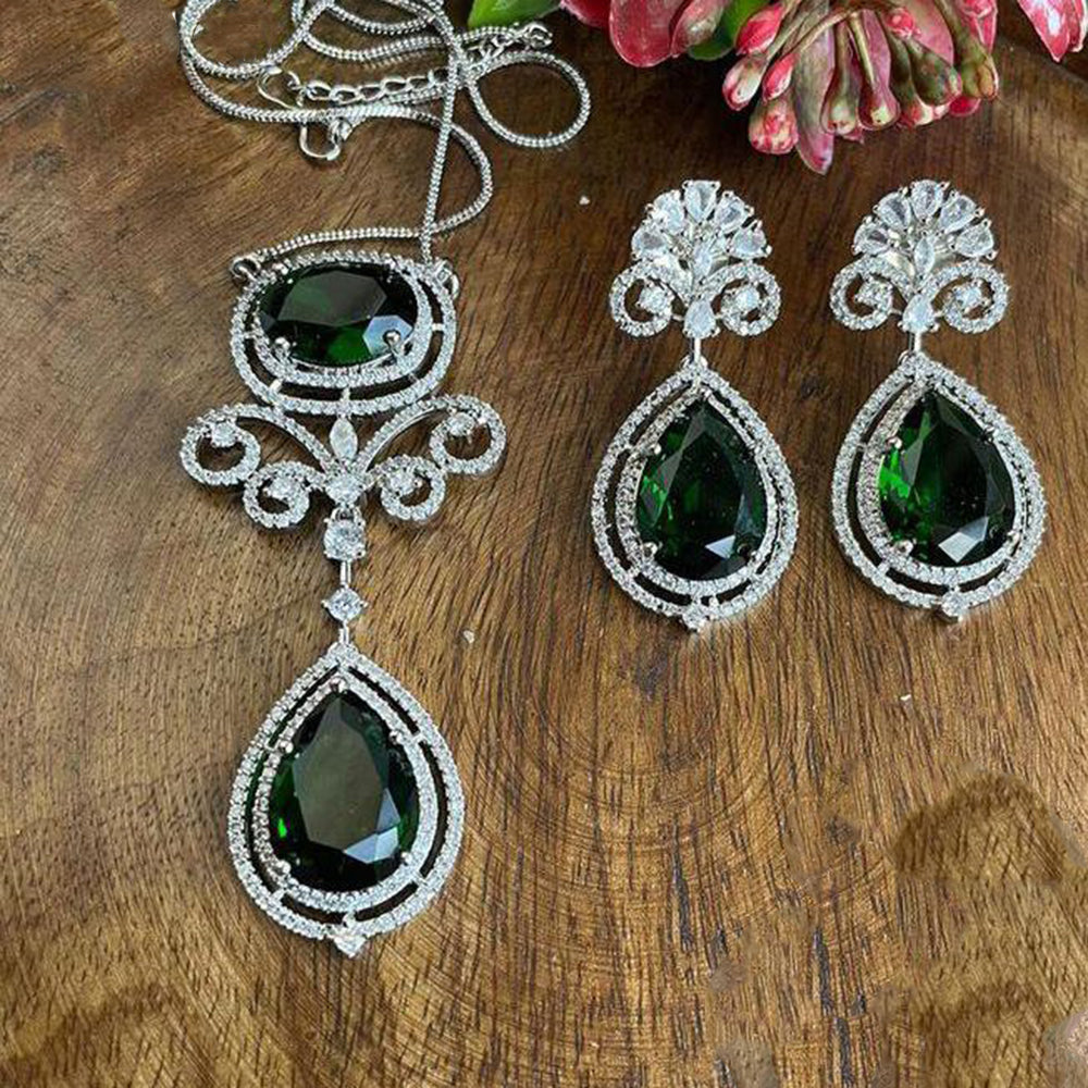 Royal Kundan Jewellery Sparkling American Diamond Necklace set