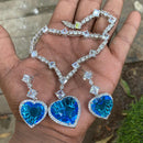 Royal Kundan Jewellery Glamorous Heart Shape American Diamond Necklace Set