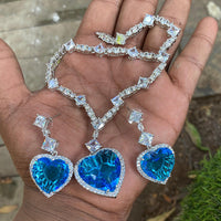 Royal Kundan Jewellery Glamorous Heart Shape American Diamond Necklace Set