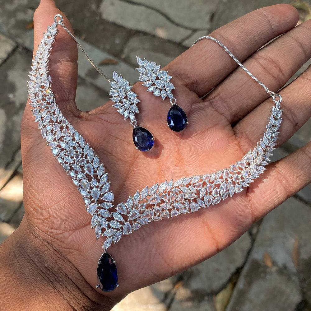 Royal Kundan Jewellery Glamorous American Diamond Necklace Set