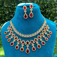 Royal Kundan Jewellery Glamorous American Diamond Necklace Set