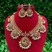 Royal Kundan Jewellery Handcrafted Pota Stone and Pearl Necklace Set