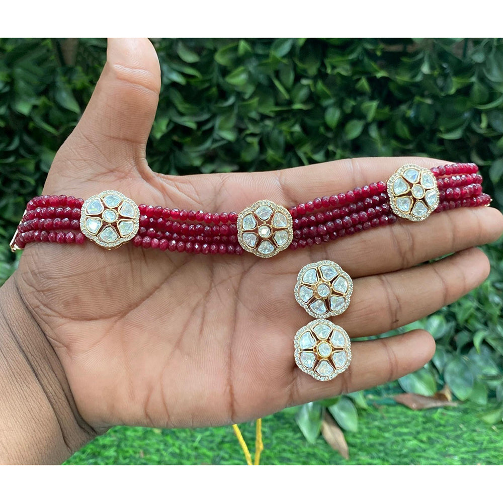 Royal Kundan Jewellery Polki Kundan And Pearl Choker Necklace Set