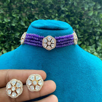 Royal Kundan Jewellery Polki Kundan And Pearl Choker Necklace Set