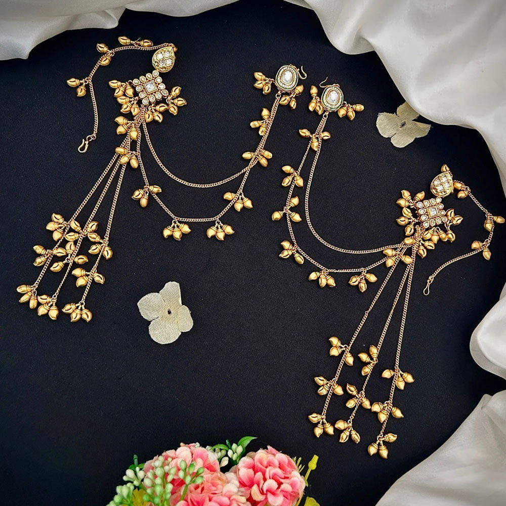 Royal Kundan Jewellery Maharani Inspired Kashmiri Kundan Pearl Dangler Earrings