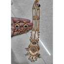 Royal Kundan Jewellery Pota Stone And Pearl Designer Long Necklace Set