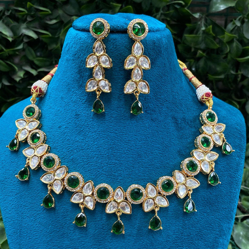 Royal Kundan Jewellery Polki Kundan Exquisite Leaf Necklace Set