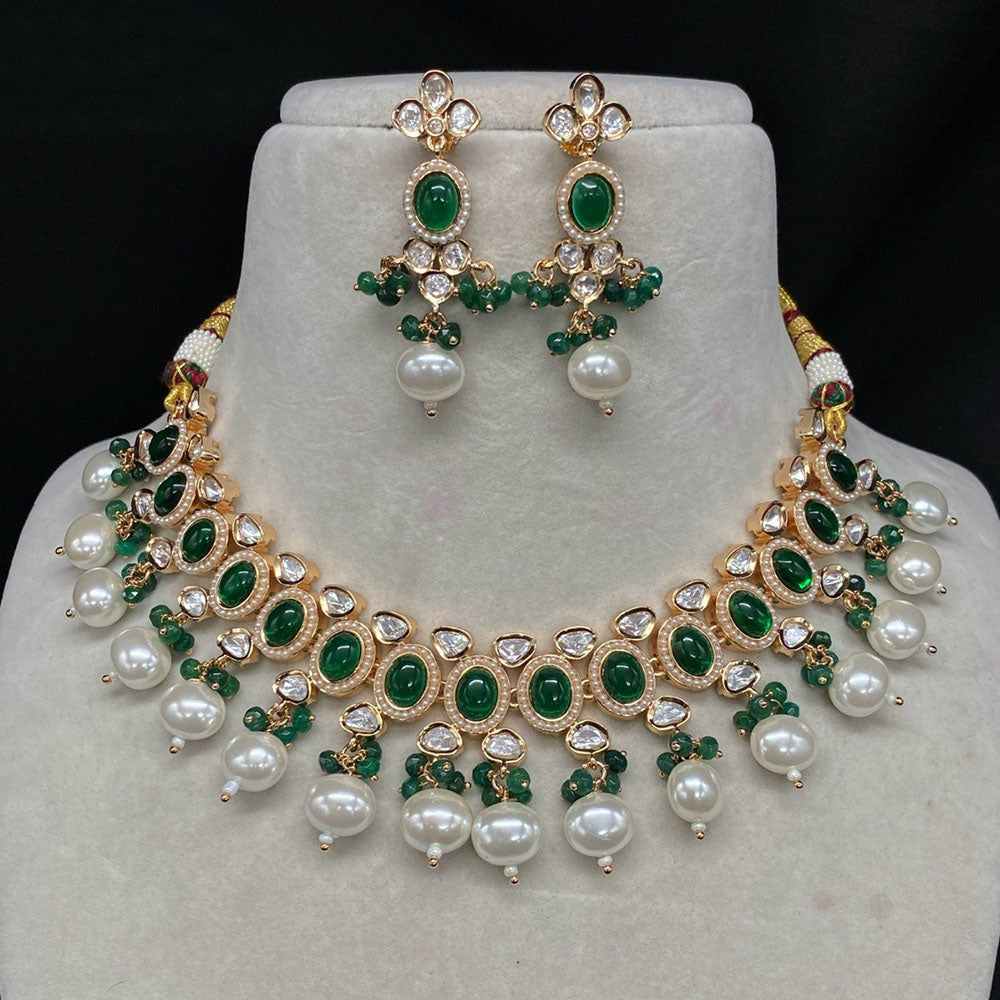 Royal Kundan Jewellery Polki Kundan Pearl Beads Necklace Set