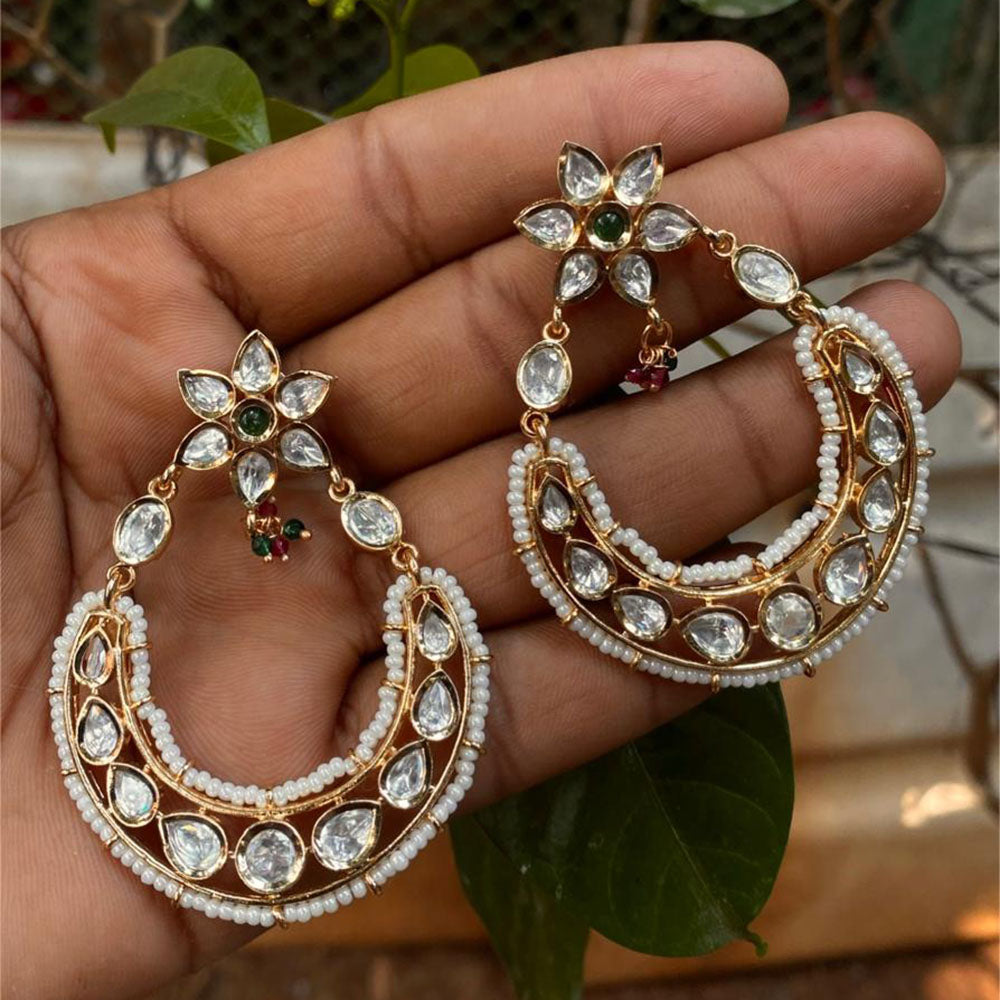 Royal Kundan Jewellery Classic Queen Polki Kundan And Pearl Dangler Earrings