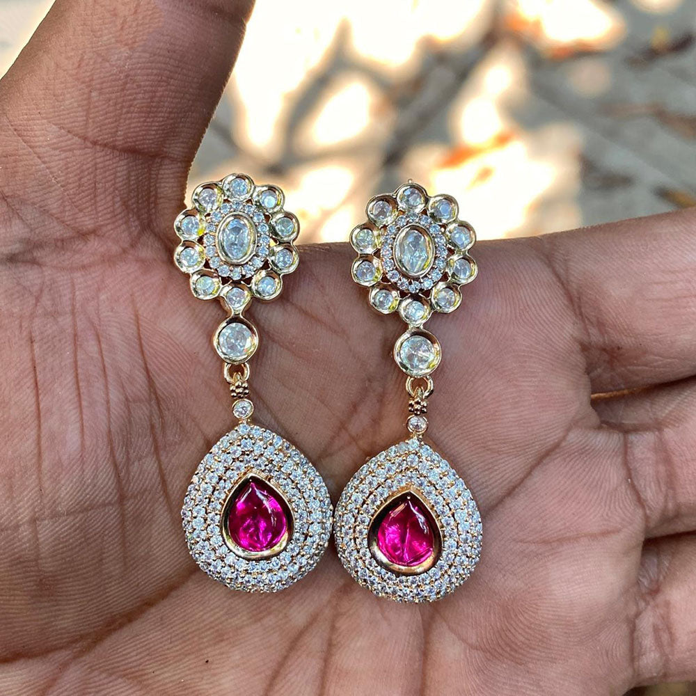 Royal Kundan Jewellery Classic Queen Polki Kundan Dangler Earrings