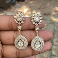 Royal Kundan Jewellery Classic Queen Polki Kundan Dangler Earrings