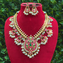 Royal Kundan Jewellery Premium Pota Stone Pearl And Beaded Necklace Set