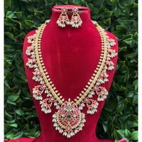 Royal Kundan Jewellery Premium Pota Stone Pearl And Beaded Necklace Set