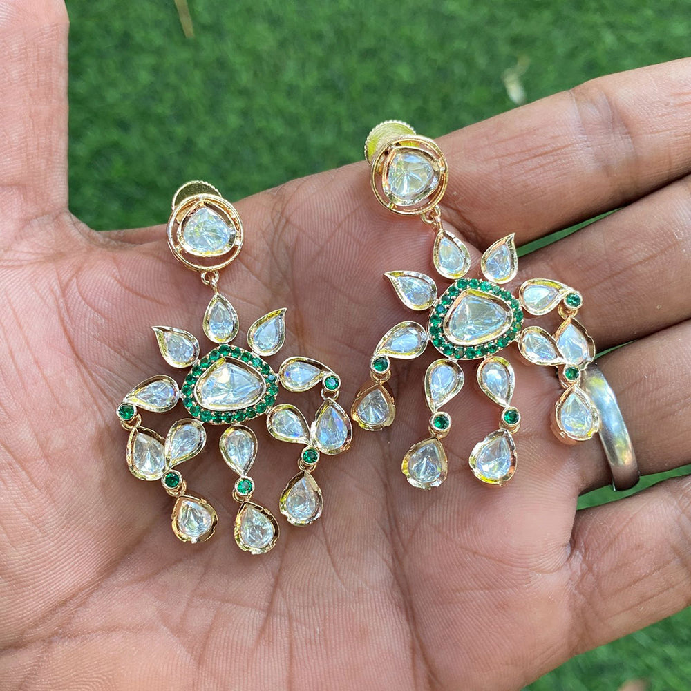 Royal Kundan Jewellery Royal Look Polki Kundan Stone Dangler Earrings