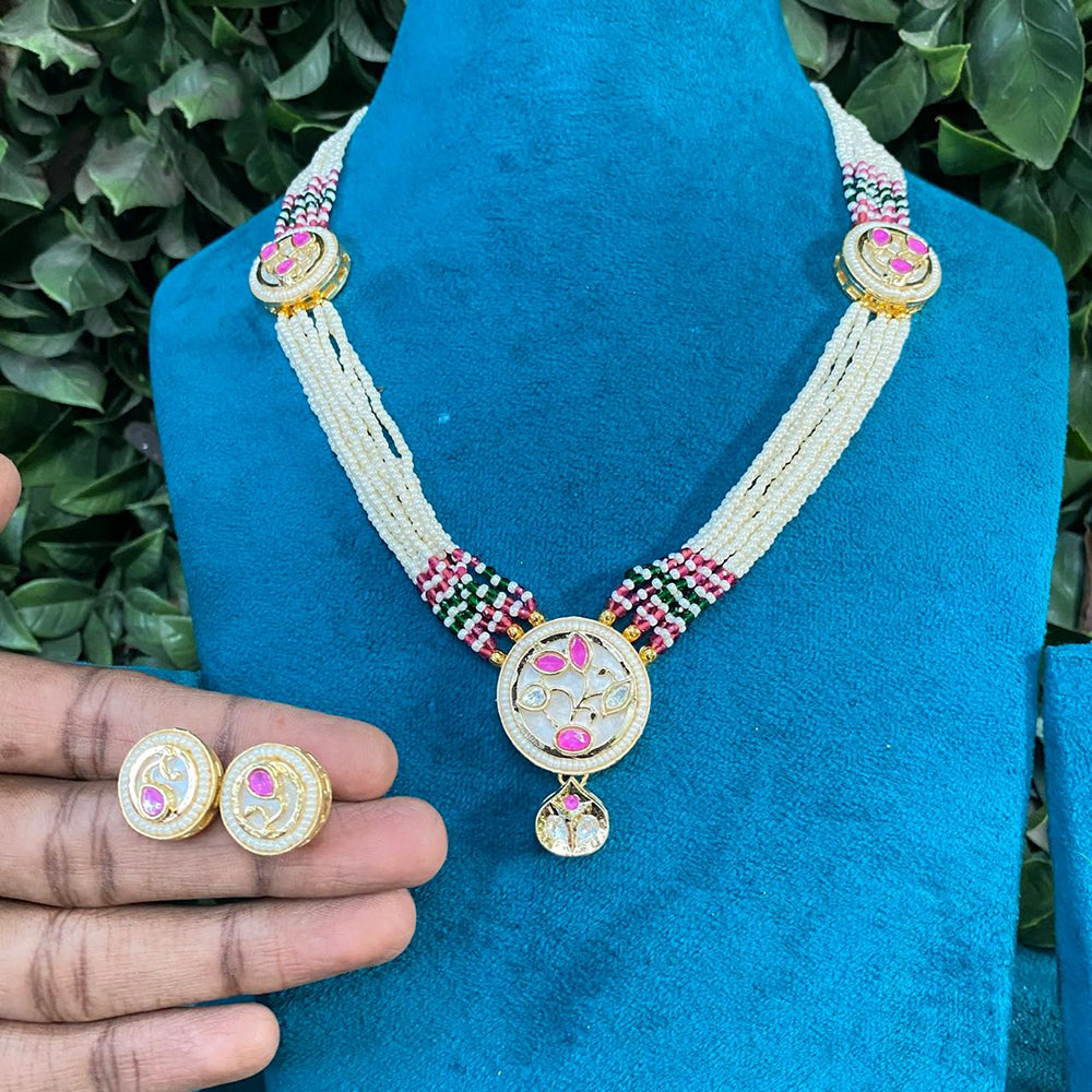 Royal Kundan Jewellery Nawabi Charm Polki Kundan Stone And Pearl Necklace Set