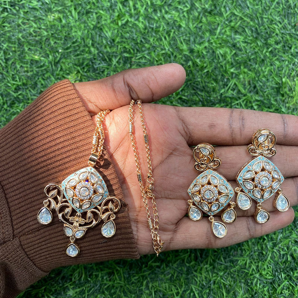 Royal Kundan Jewellery Classic Polki Kundan Stone Pendant Set