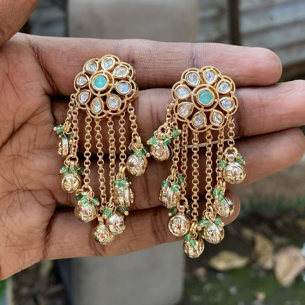 Royal Kundan Jewellery Royal Look Polki Kundan Stone And Beads Dangler Earrings