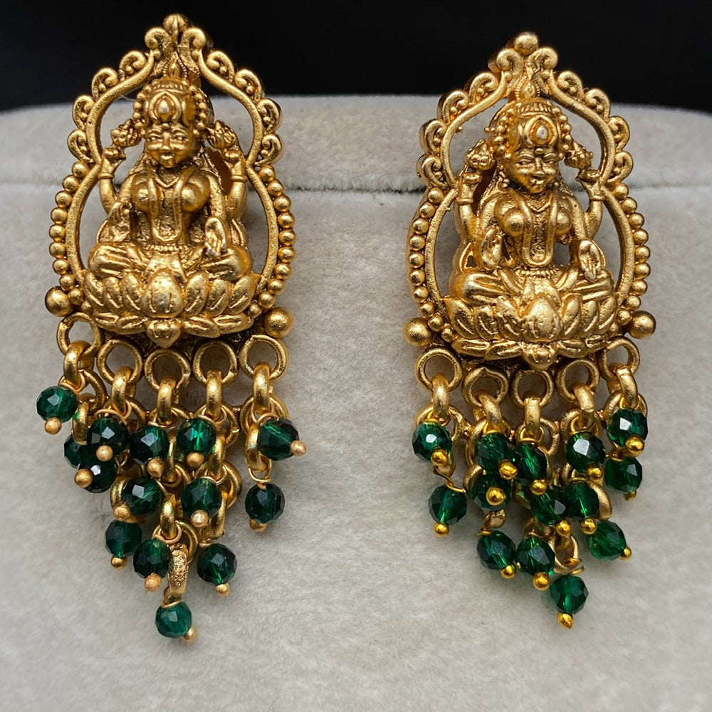 Royal Kundan Jewellery Antique Temple Pearl Hanging Earrings