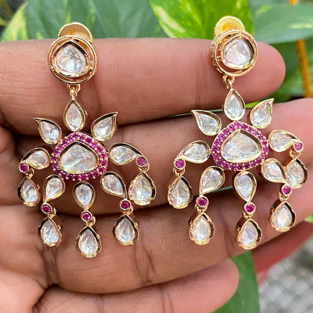 Royal Kundan Jewellery Royal Look Polki Kundan Stone Dangler Earrings