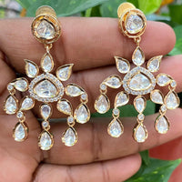 Royal Kundan Jewellery Royal Look Polki Kundan Stone Dangler Earrings