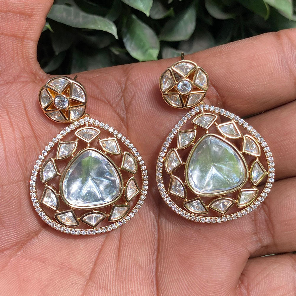 Royal Kundan Jewellery Royal Look Polki Kundan Stone Dangler Earrings