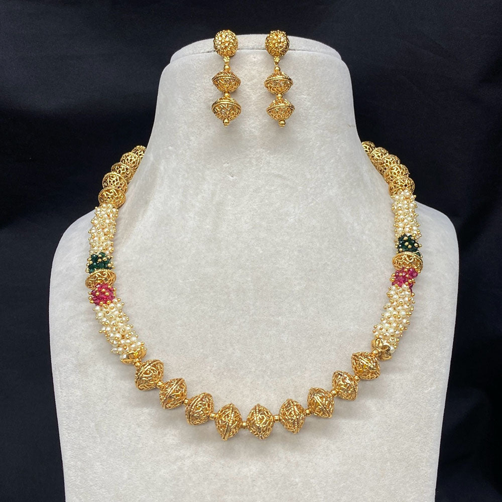 Royal Kundan Jewellery Beads And Pearl Necklace Set