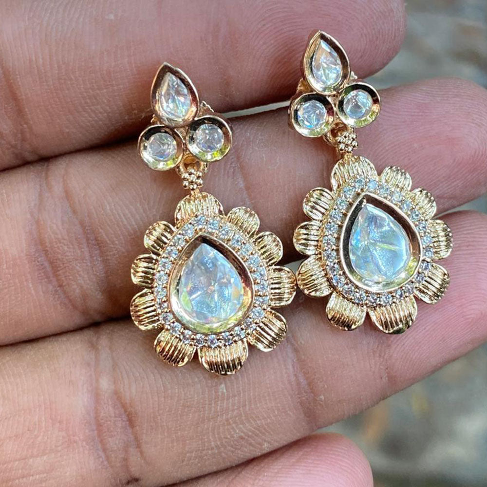 Royal Kundan Jewellery Royal Look Polki Kundan Stone Dangler Earrings