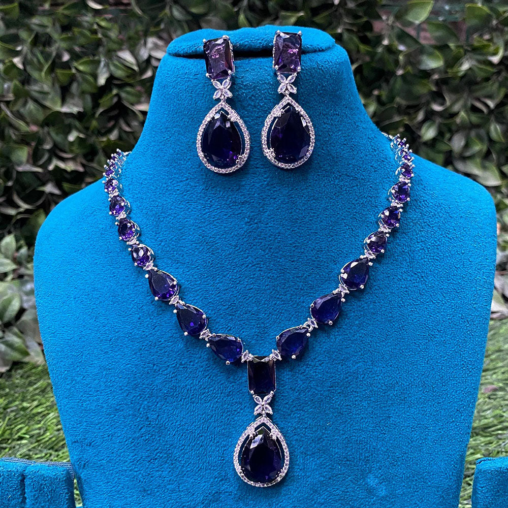 Royal Kundan Jewellery Gold Plated American Daimonds Necklace Set