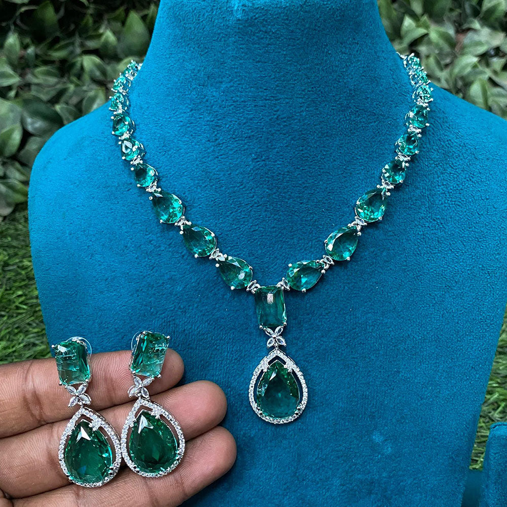 Royal Kundan Jewellery Gold Plated American Daimonds Necklace Set