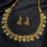 Royal Kundan Jewellery Grand Pota Stone And Temple Necklace Set