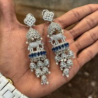 Royal Kundan Jewellery Elephant Motif Austrian Stone Jhumki Earrings