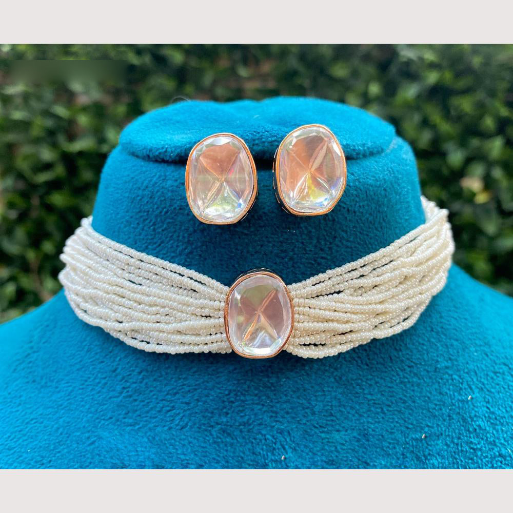 Royal Kundan Jewellery Designer Polki Kundan Pearl Choker Necklace Set