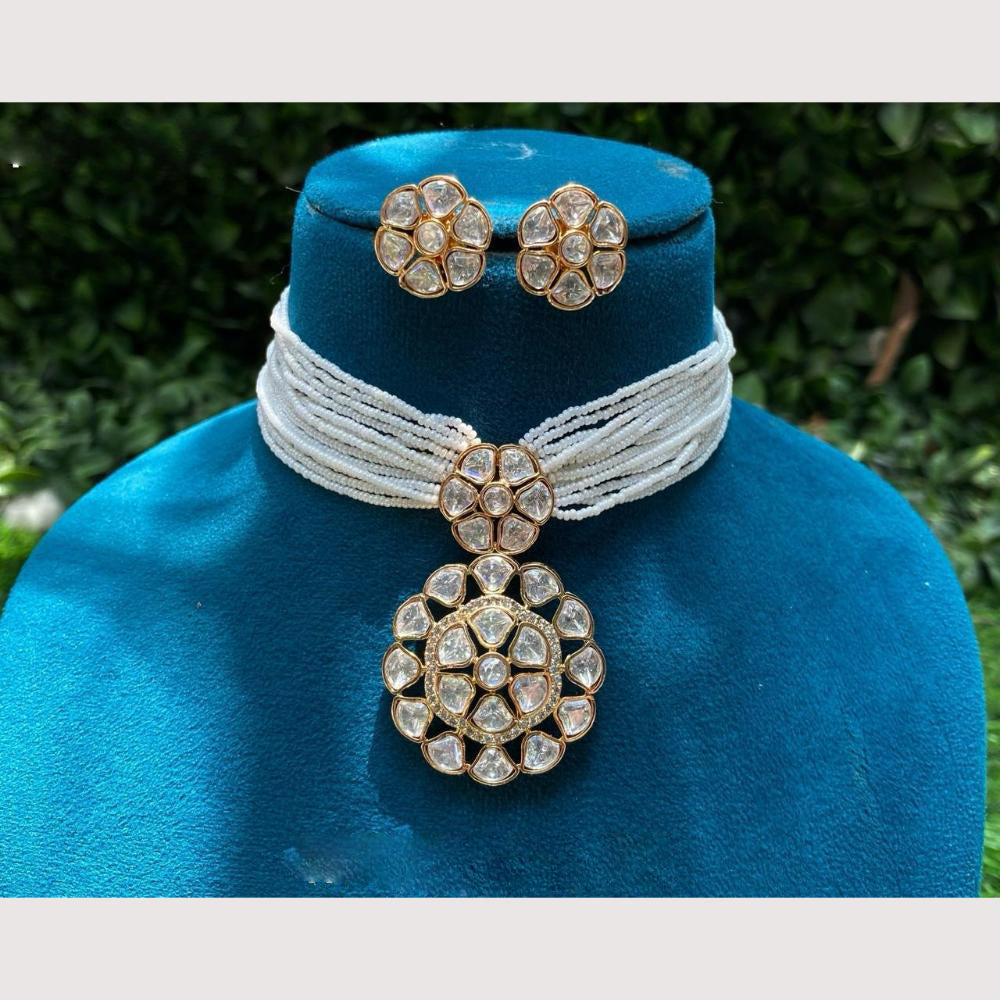 Royal Kundan Jewellery Designer Polki Kundan Pearl Choker Necklace Set