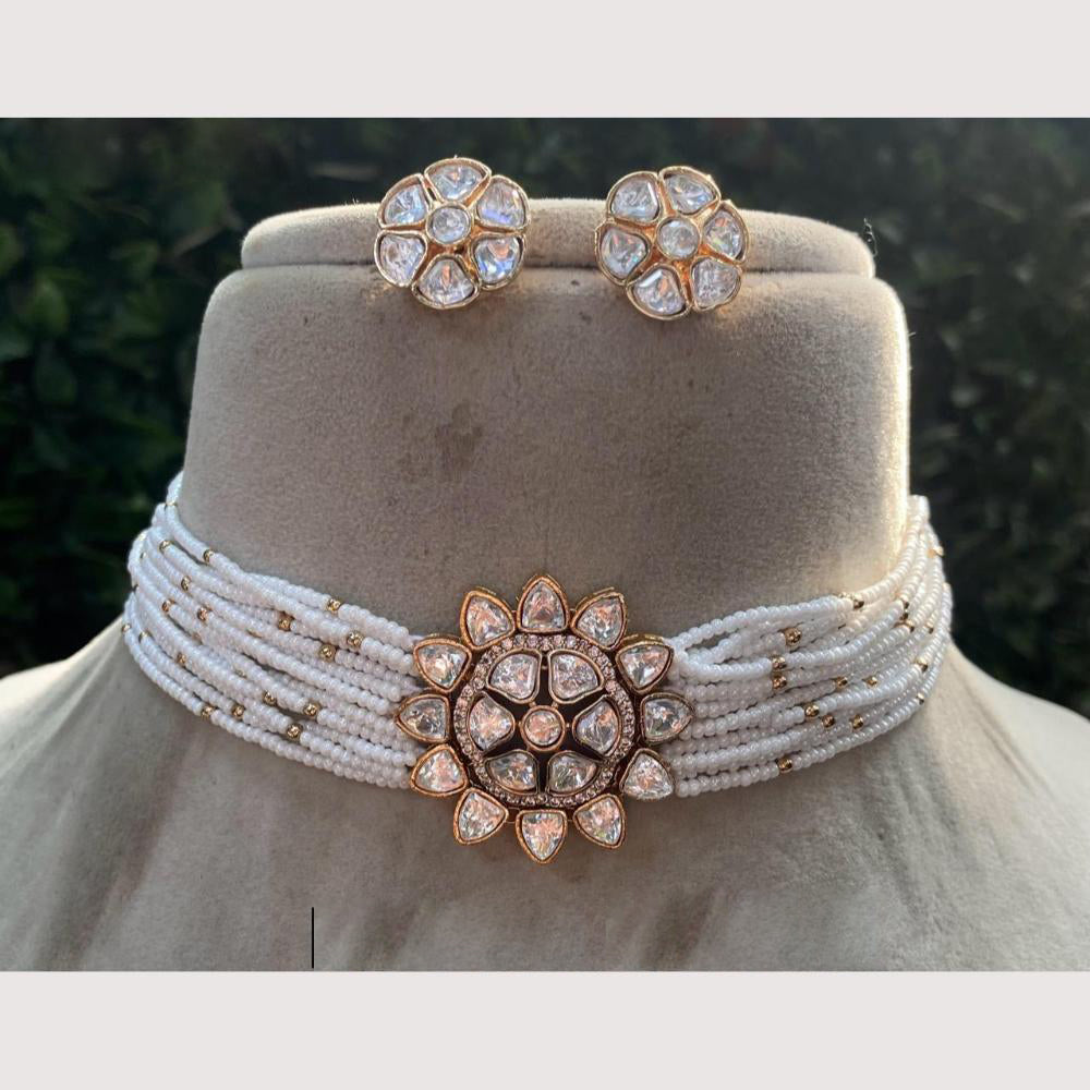 Royal Kundan Jewellery Designer Polki Kundan Pearl Choker Necklace Set