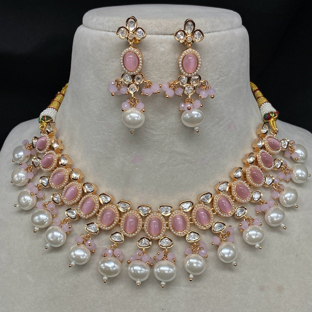Royal Kundan Jewellery Pota Stone And Polki Kundan Stone Necklace Set
