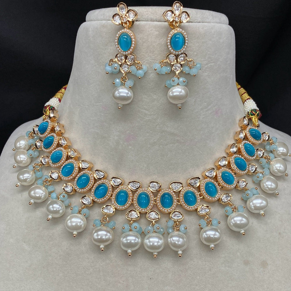 Royal Kundan Jewellery Pota Stone And Polki Kundan Stone Necklace Set