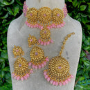 Royal Kundan Jewellery Gold Plated Crystal Stone And Beads Choker Necklace Set