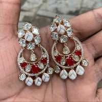 Royal Kundan Jewellery Royal Look Polki Kundan Stone Dangler Earrings