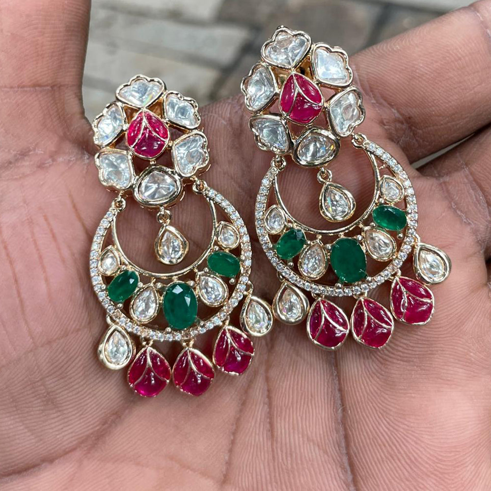 Royal Kundan Jewellery Royal Look Polki Kundan Stone Dangler Earrings
