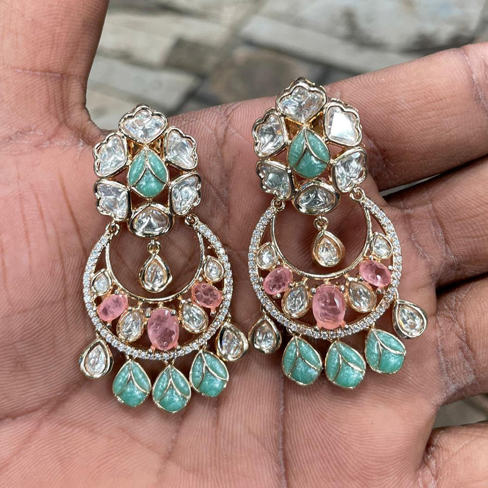Royal Kundan Jewellery Royal Look Polki Kundan Stone Dangler Earrings