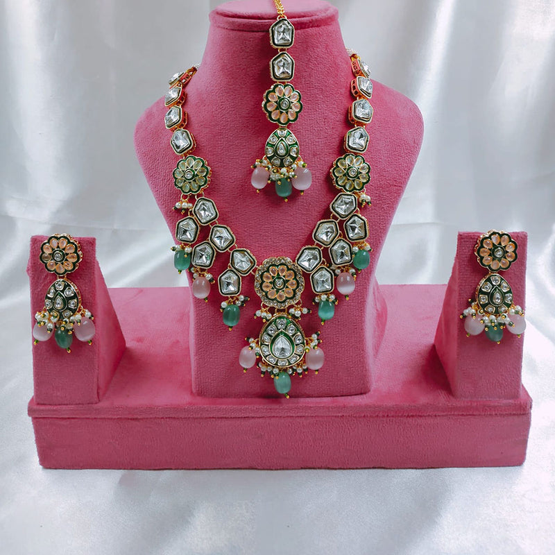 Stylofinds Gold Plated Crystal Stone And Beads Necklace Set