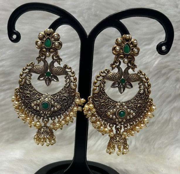 Infinity Jewels Gold Plated Pota Stone Dangler Earrings