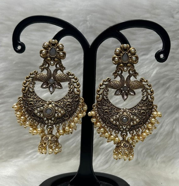 Infinity Jewels Gold Plated Pota Stone Dangler Earrings