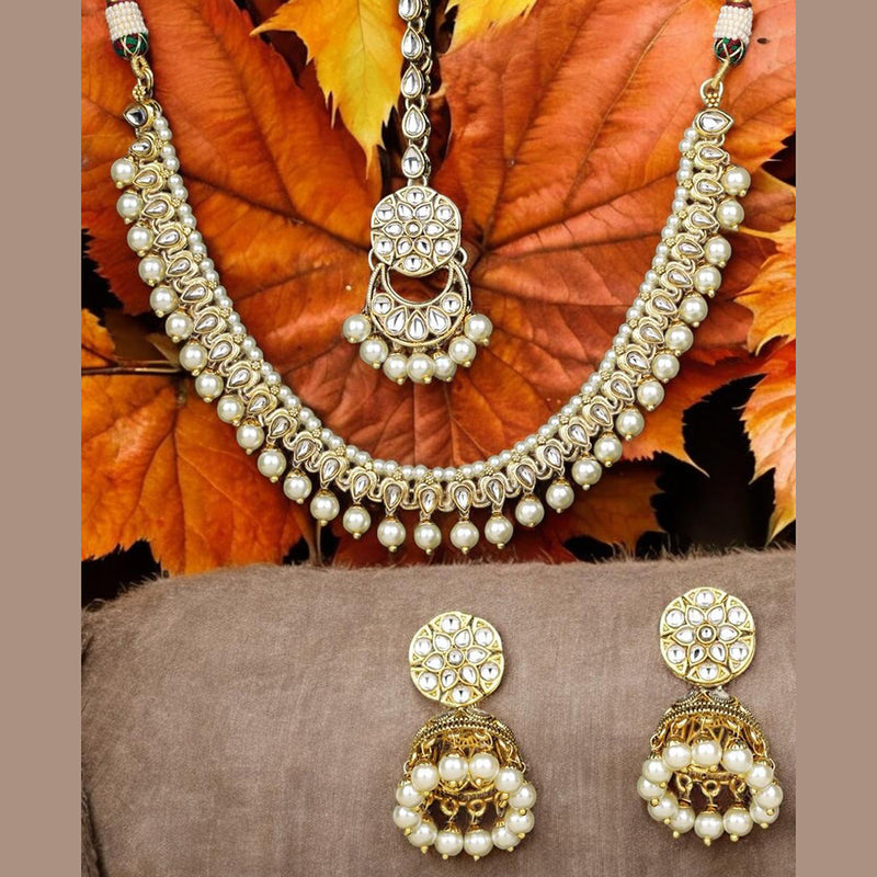 Rasmm Creations Gold Plated Kundan Stone And Pearls Necklace Set