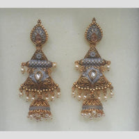 Infinity Jewels Gold Plated Crystal Stone And Meenakari Jhumki Earrings